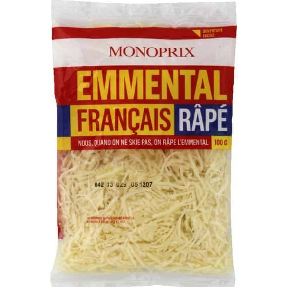 Monoprix Emmental Français Râpé Le Sachet De 100G