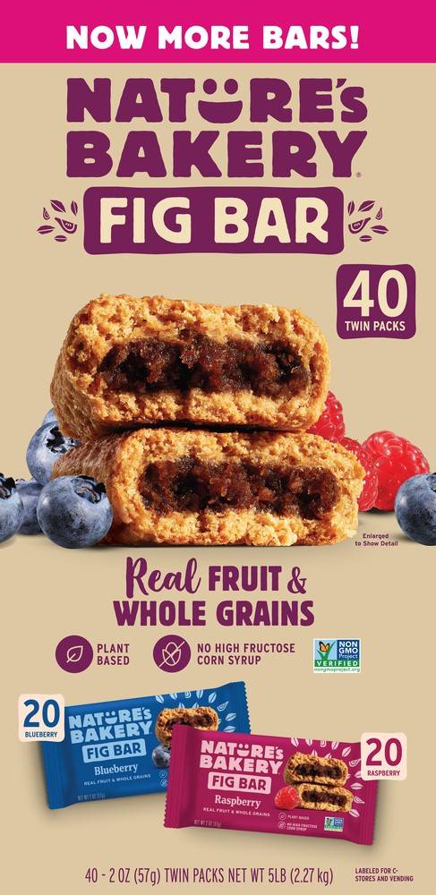 Nature's Bakery Fig Bar Variety pack, Blueberry-Raspberry (5 lbs, 40 ct)