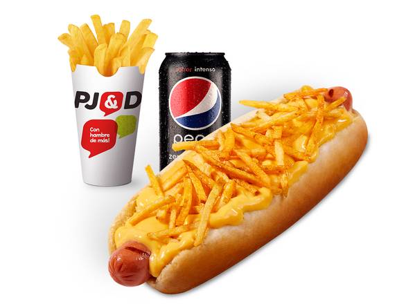 Combo hot dog 19cm cheddar chips