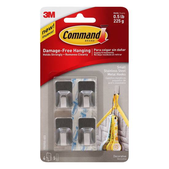 Command Small Stainless Steel Metal Hooks