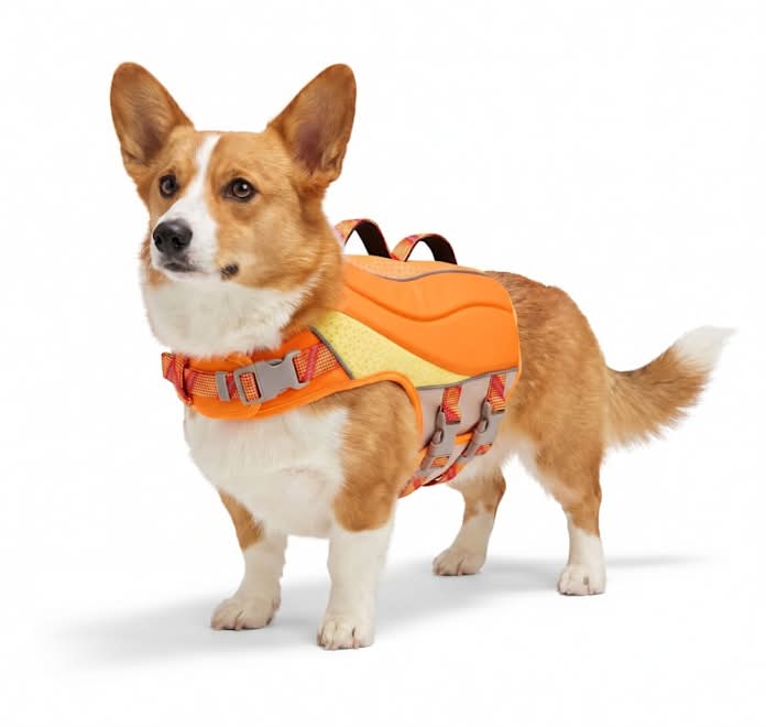 YOULY Ultimate Dog Flotation Vest, Orange, Medium