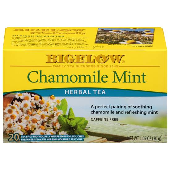 Bigelow Caffeine Free Chamomile Mint Herbal Tea Bags (20 ct, 1.09 oz)