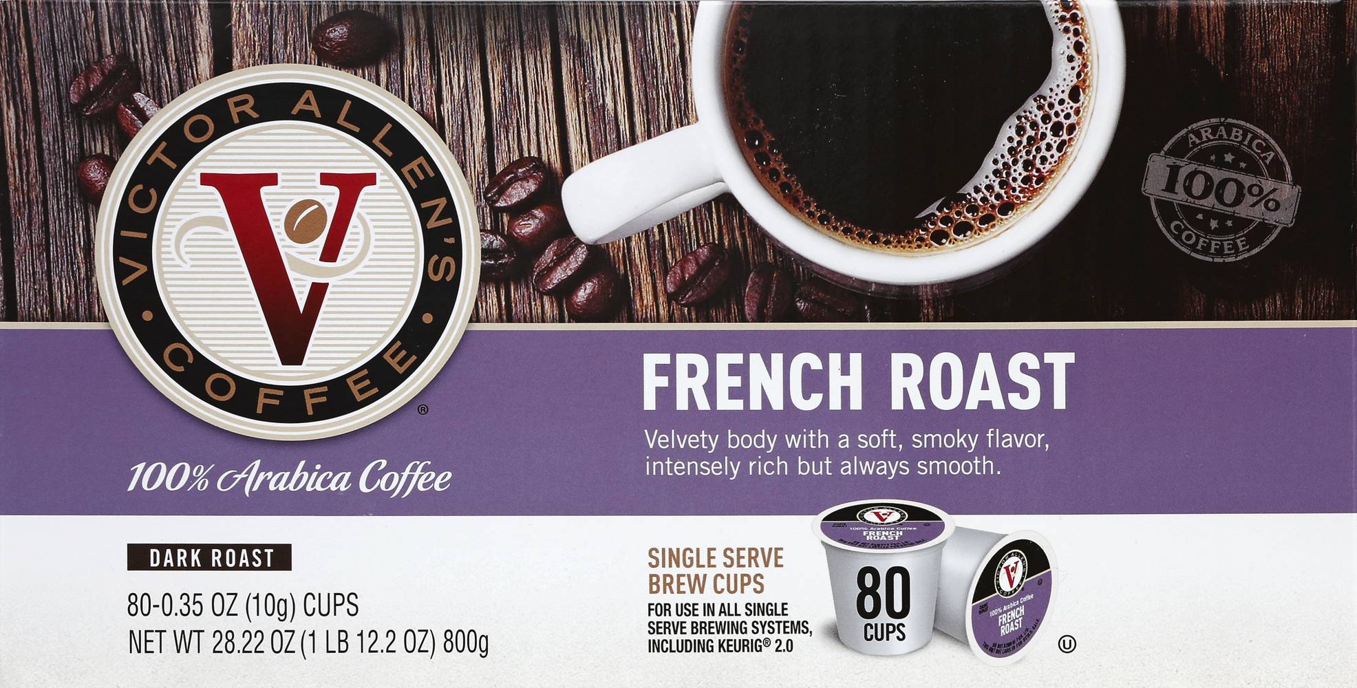 Victor Allen's Coffee French Roast Single Serve Coffee Pods (80 x 0.4 oz)