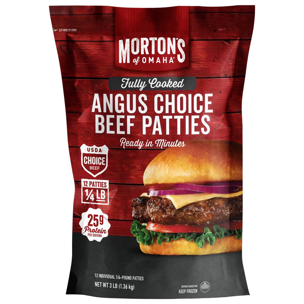 Morton's of Omaha Fully Cooked Angus Choice Beef Patties (3 lbs, 12 ct)