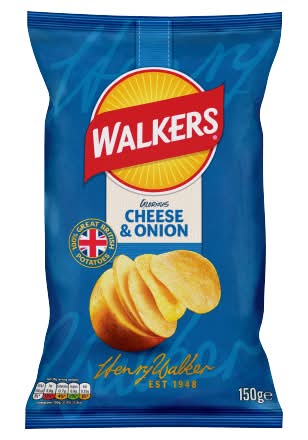 Walkers Cheese & Onion, Glorious Potato Crisps Sharing Bag (150g)