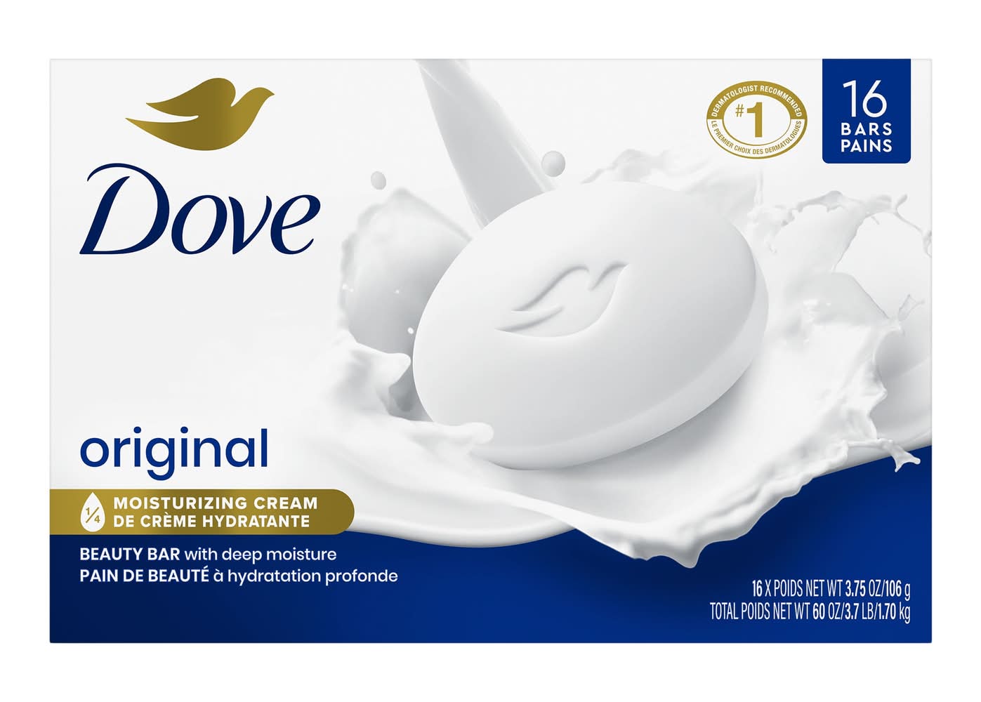 Dove - Pain De Savon Blanc, Paquet De 16 / Dove White Soap Bar, 16-Pack