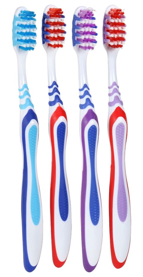 Pro-Teque Medium Bristle Toothbrushes With Tongue Cleaner, Assorted (2 ct)