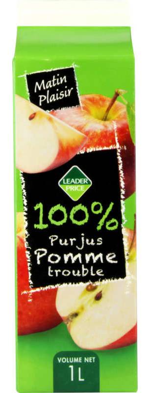 Leader Price Matin Plaisir 100% Pur Jus de Pomme en brique 1L