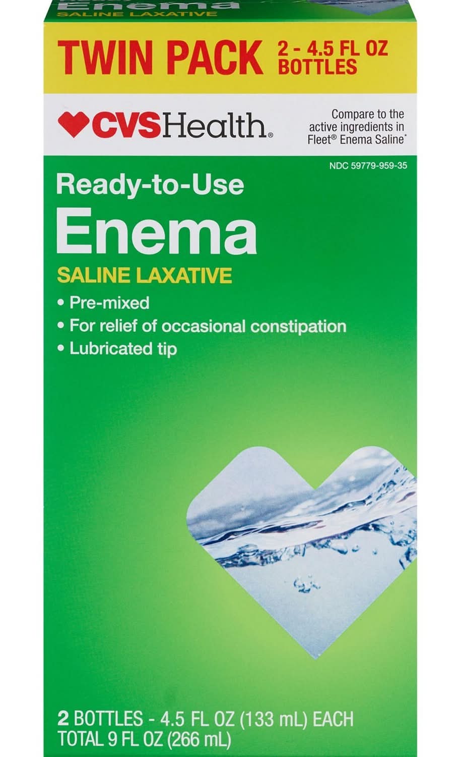 CVS Health Ready-To-Use Enema Saline Laxative (2 x 4.5 fl oz)