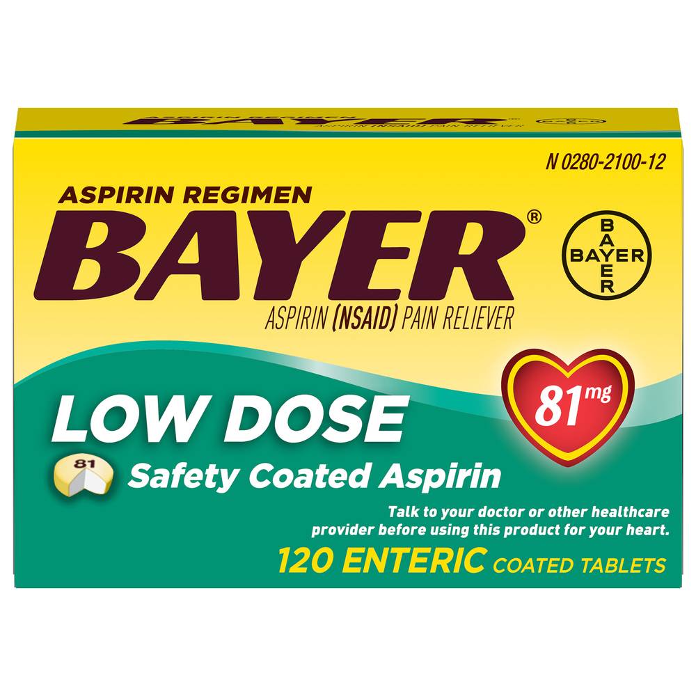 Bayer Low Dose 81 mg Aspirin Regimen Pain Reliever