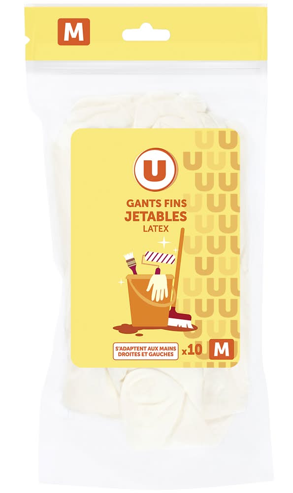 Les Produits U - Gants fins jetables latex, M (10)