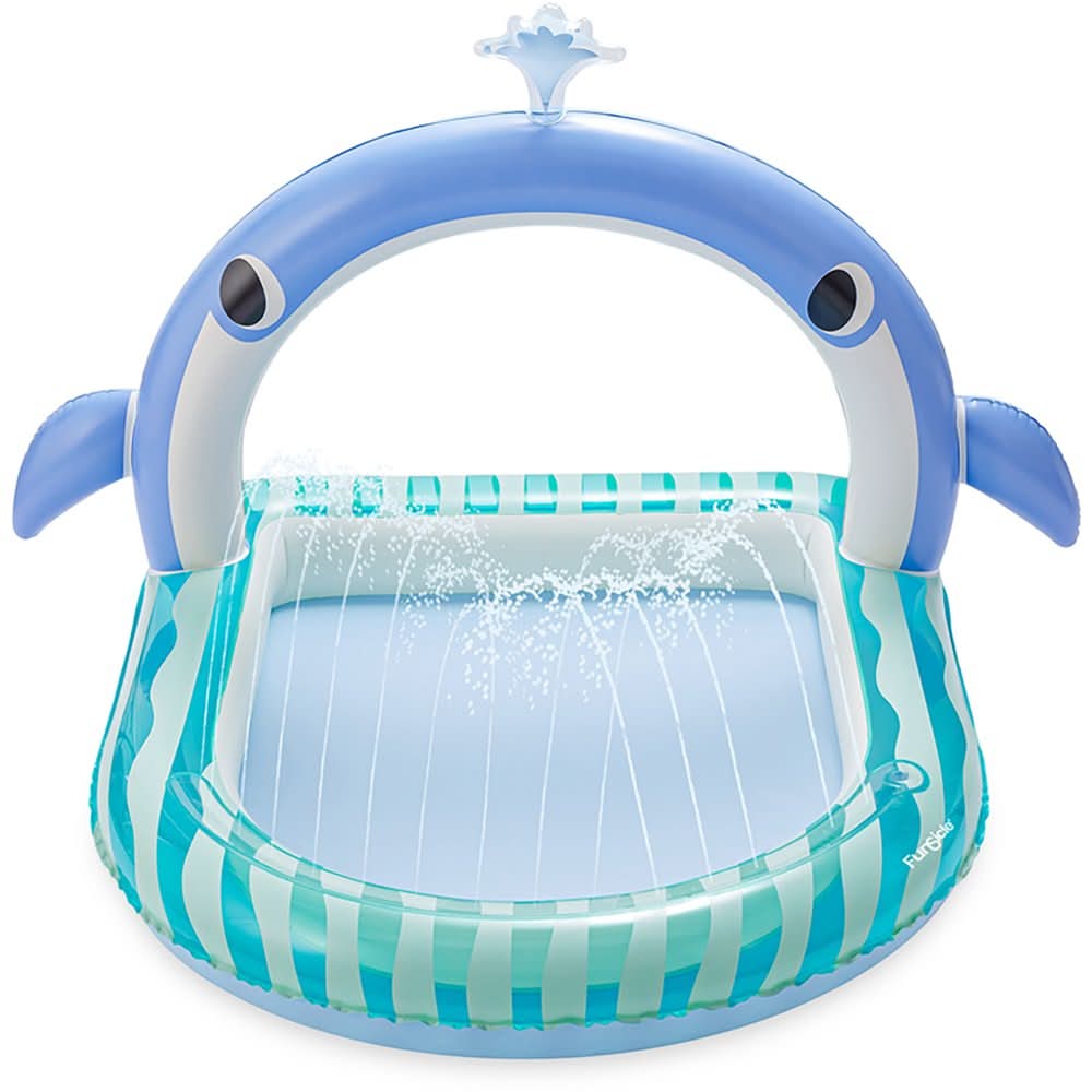 Funsicle Whale Tale Arch Play 'n Spray Kids' Pool, Blue/White