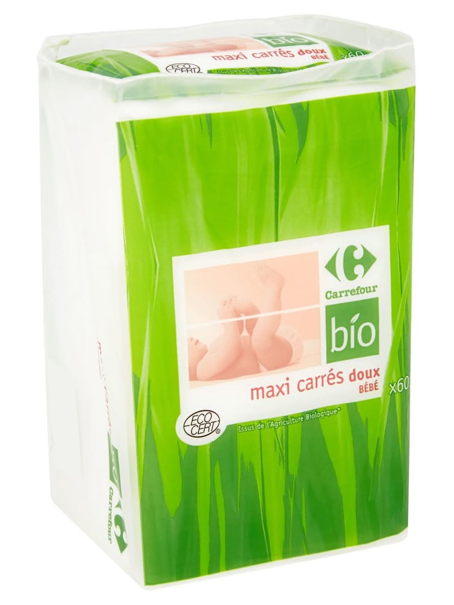 Carrefour Bio Maxi carrés doux bébé x 60
