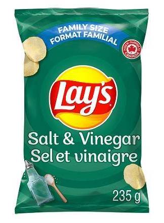 Lay's Flavoured Potato Chips, Salt & Vinegar (235 g)