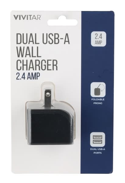 Vivitar Dual USB-A Wall Charger, Black, NIL6002-BLK-STK-24