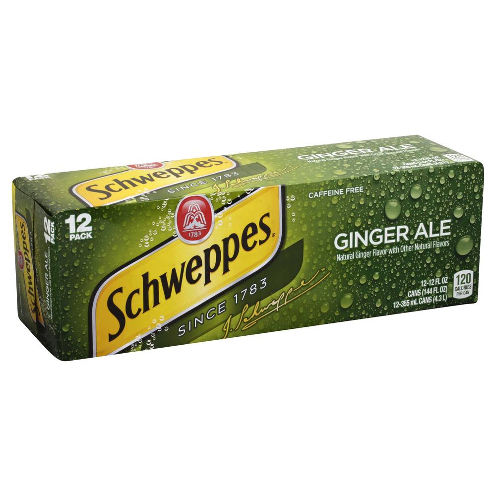 Schweppes Caffeine Free Ginger Ale Soda (12 x 12 fl oz)