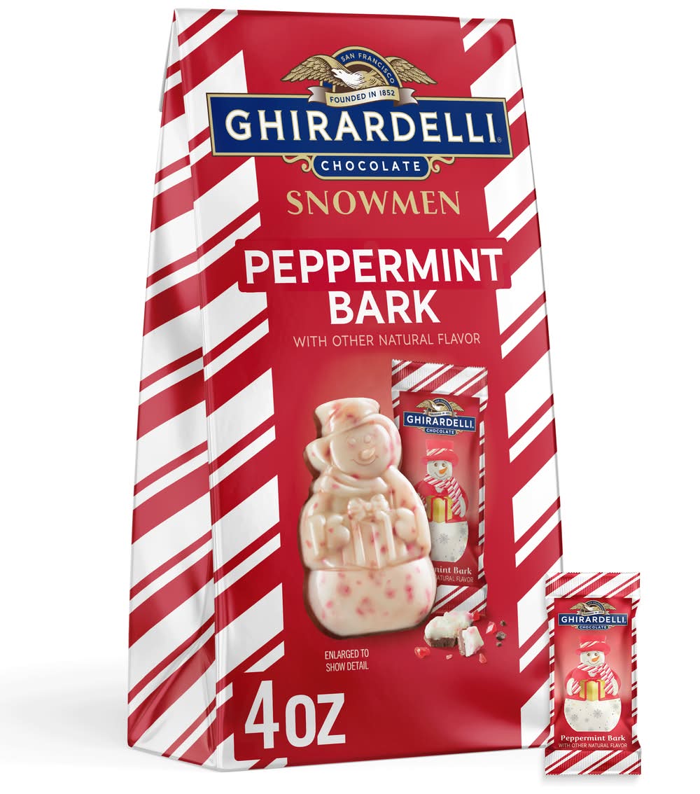 Ghirardelli Chocolate Snowmen, Peppermint Bark (4 oz)