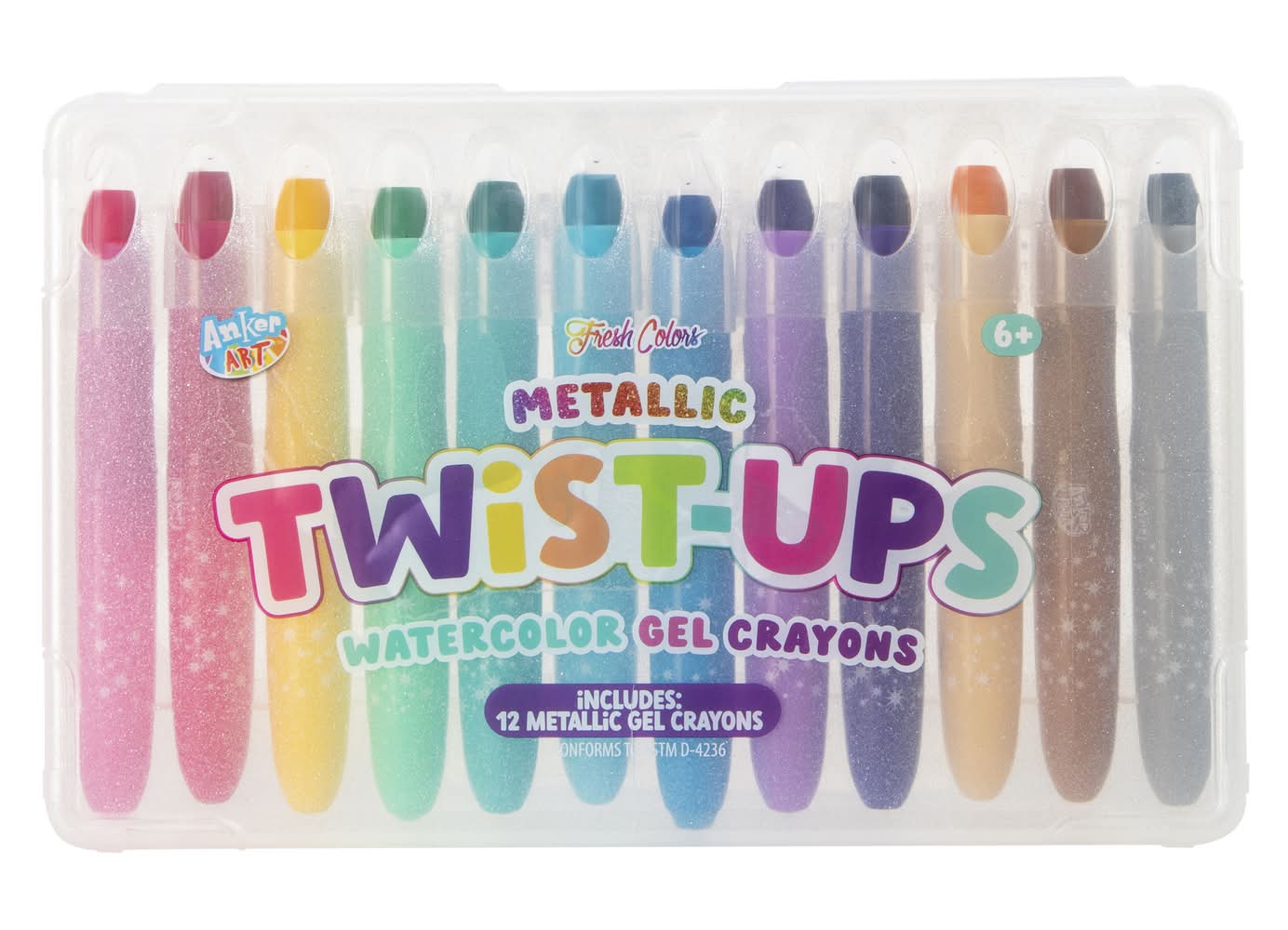 Anker Art Metallic Twist-Ups Watercolor Gel Crayons 12-Count