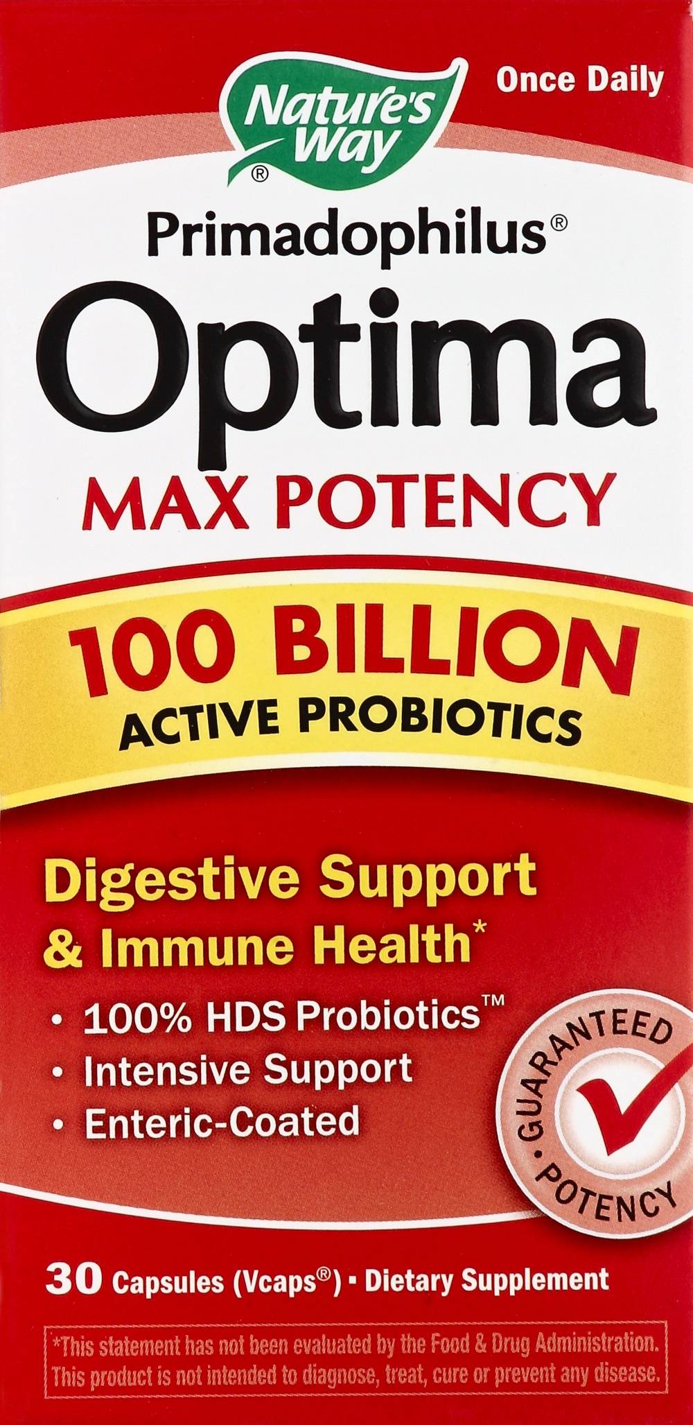 Nature's Way Primadophilus Optima Max Potency 100 Billion Probiotic Capsules (30 ct)