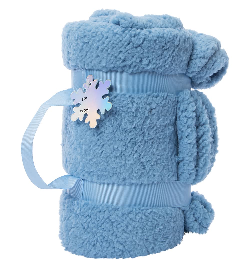 Solid Color Sherpa Blanket 50in X 60in Blue