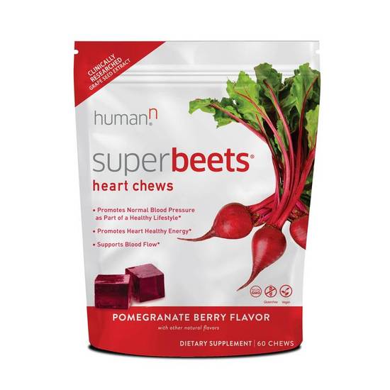 HumanN SuperBeets Heart Chews, Pomegranate Berry flavor