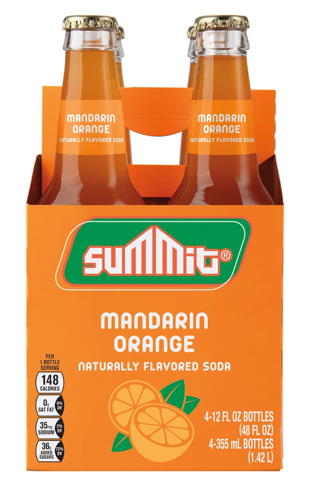 Summit Soda, Mandarin Orange (4 x 12 fl oz)