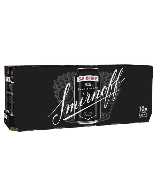 Smirnoff Ice Double Black Cans 10x375ml