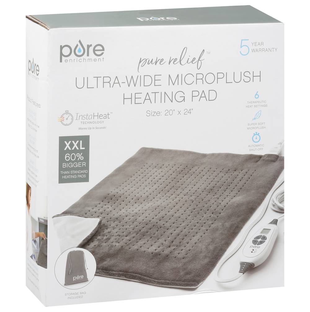 Pure Enrichment Pure Relief Ultra-Wide Microplush Heating Pad, 20"x24"