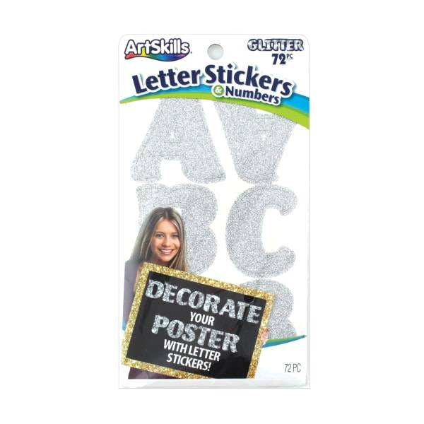 Artskills Glitter Letter Stickers, Silver (72 ct)