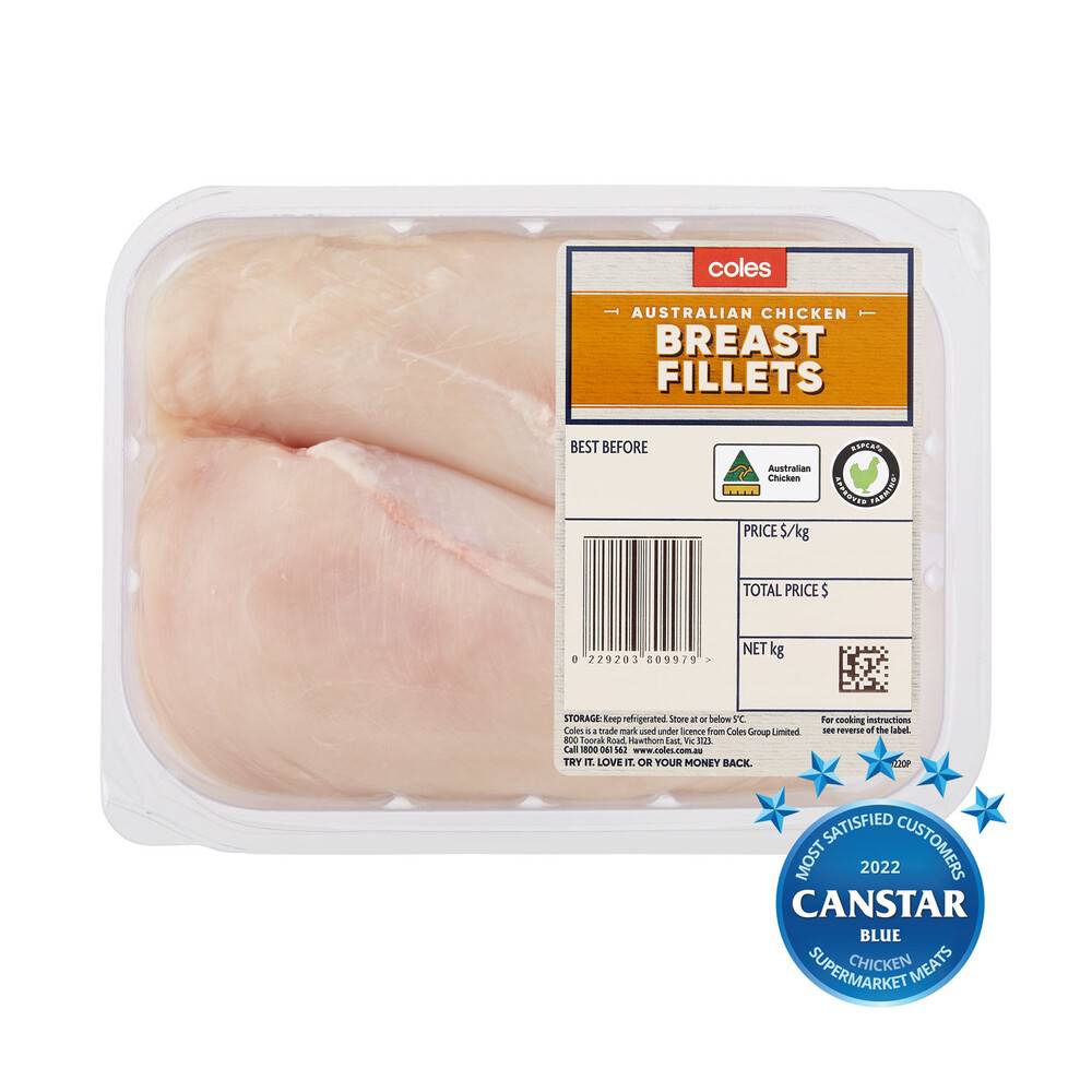 Coles RSPCA Approved Chicken Breast Fillets Small Pack approx. 500g
