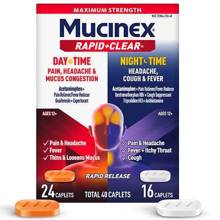 Mucinex Rapid+Clear Maximum Strength Day & Night Cold and Flu Medicine (40 ct)