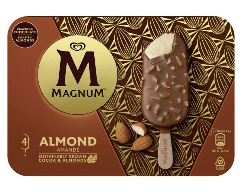 Magnum glace bâtonnet amande 4x 100ml - 300g