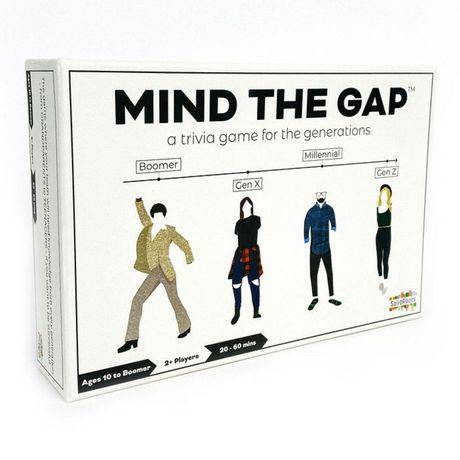 SolidRoots Mind the Gap- A Trivia Game for the Generations Gen Z Millennial Gen X Boomer   Family Games   Card Games   Games for Adults & Kids 10+