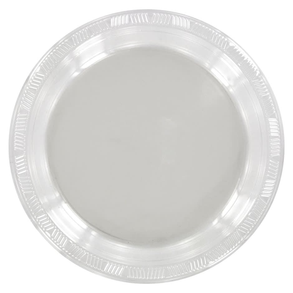 9 in. Clear Plastic Dinner Plates, 8-ct. Packs