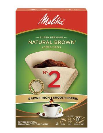 Melitta Natural Brown #2 Coffee Filters (100 units)