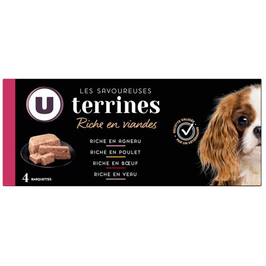 Terrines Viande Pour Chien Produit U 4x150 gr
