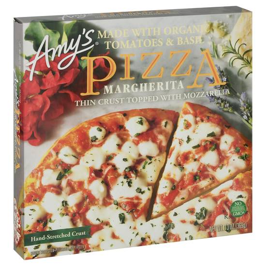 Amy's Margherita Pizza Thin Crust Topped With Mozzarella
