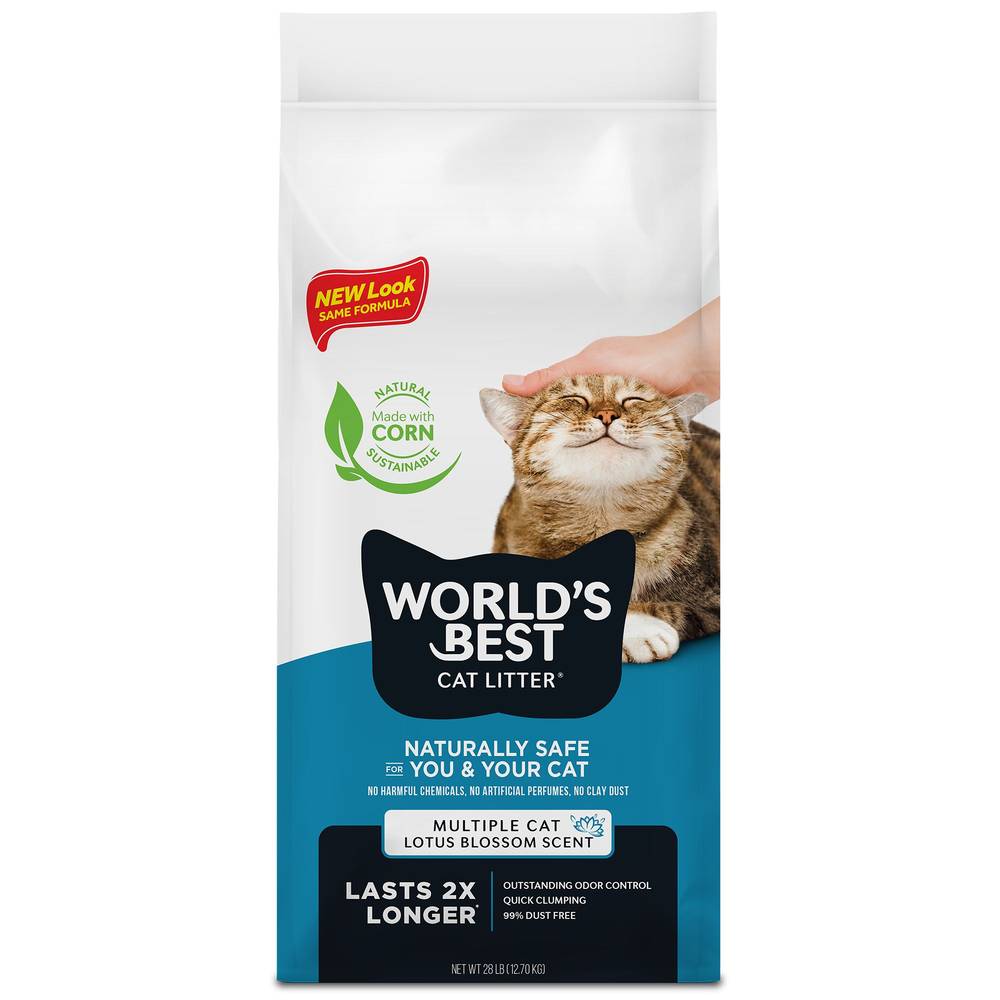 World's Best ™ Purely Fresh Clumping Multi-Cat Corn Cat Litter - Lotus Blossom Scent, Natural (Size: 28 Lb)