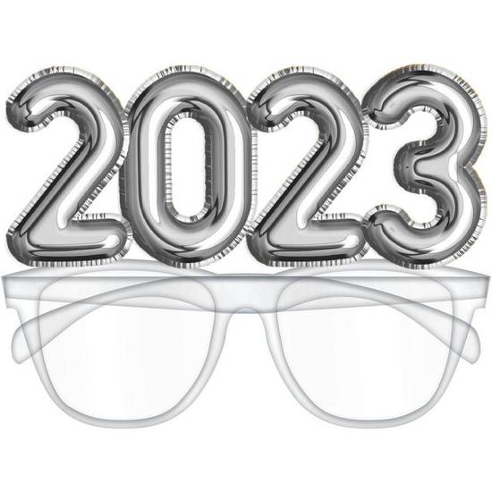 Silver 2023 Balloon Plastic Glasses