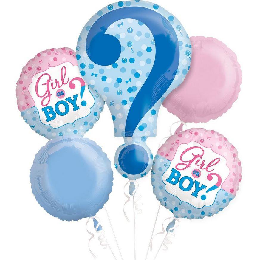 Uninflated Gender Reveal Balloon Bouquet 5pc