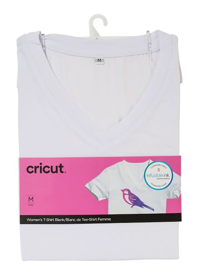 Cricut Blank V-Neck T-Shirt, Women, M, White