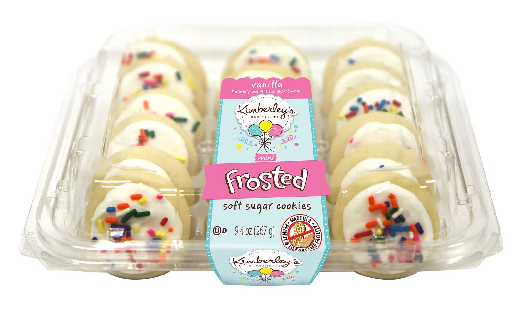 Kimberley's Bakeshoppe White Iced Frosted Sugar Cookies, Vanilla (9.4 oz, 18 ct)