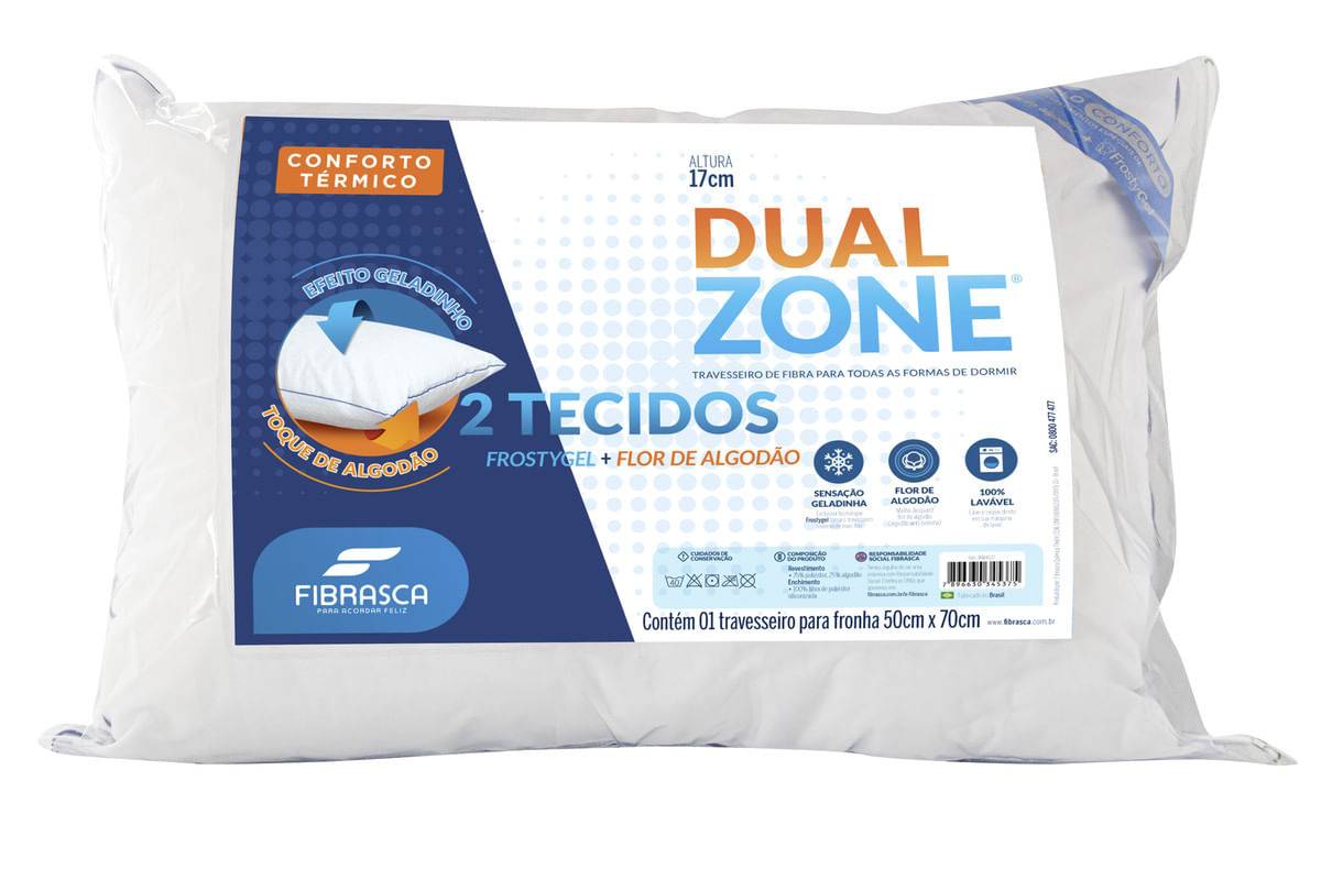 Fibrasca travesseiro dual zone de 2 tecidos (50x70cm)