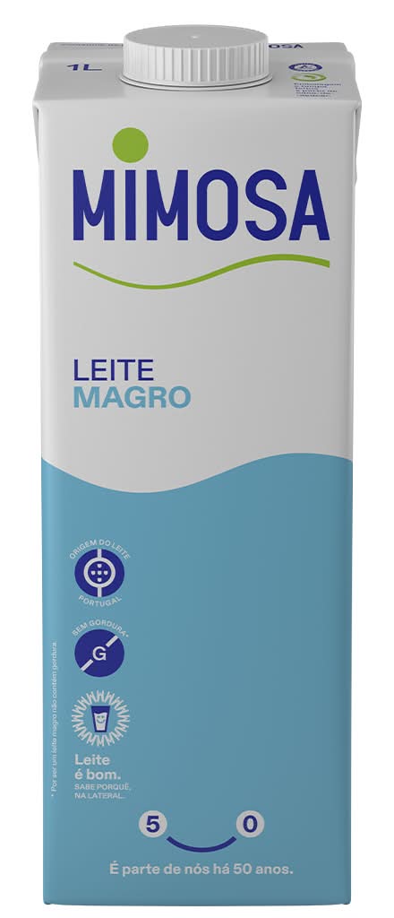 Mimosa - Leite uht magro, embalagem de 1Litro