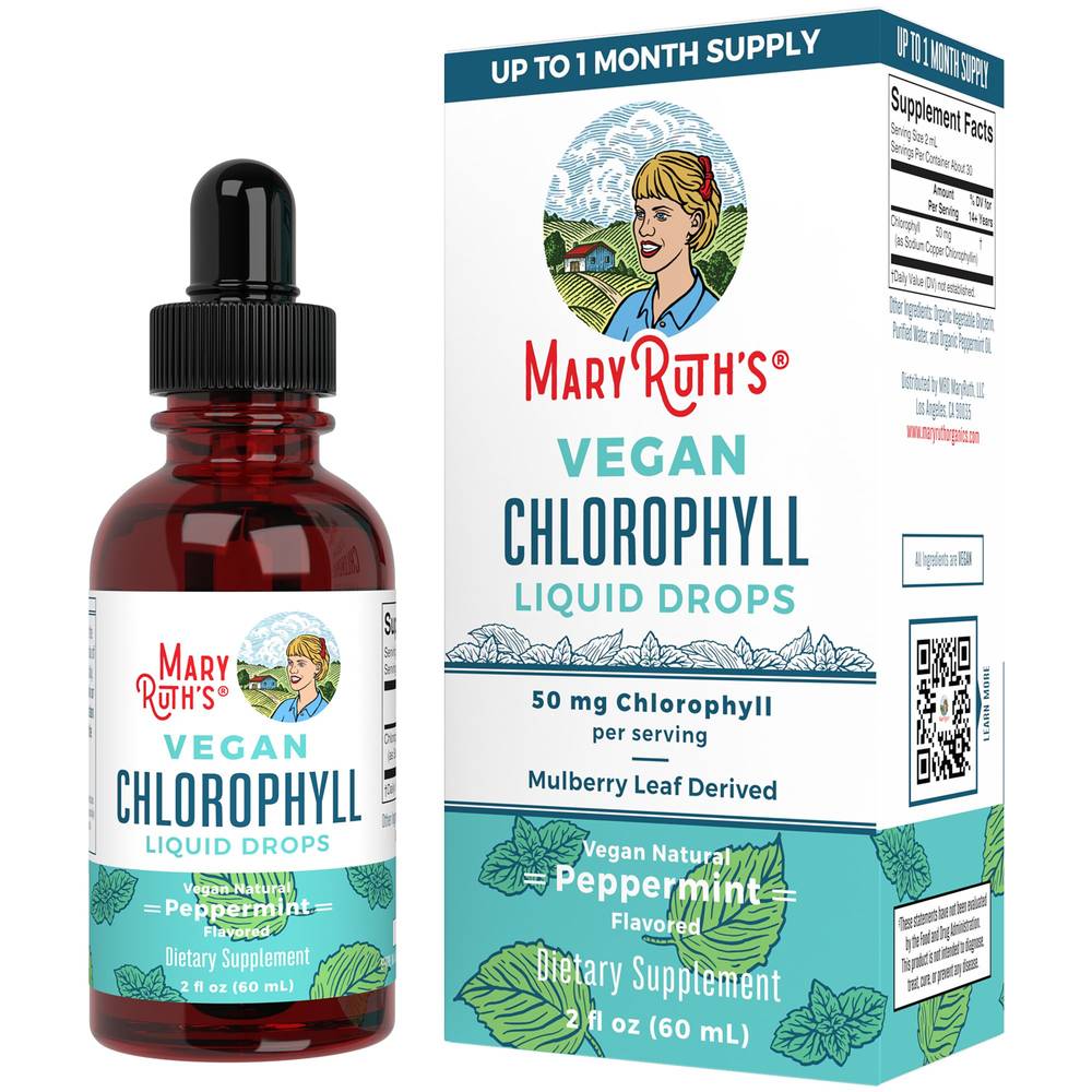 Maryruth's Vegan 50 mg Chlorophyll Liquid Drops Dietary Supplement (peppermint) (2fl oz)
