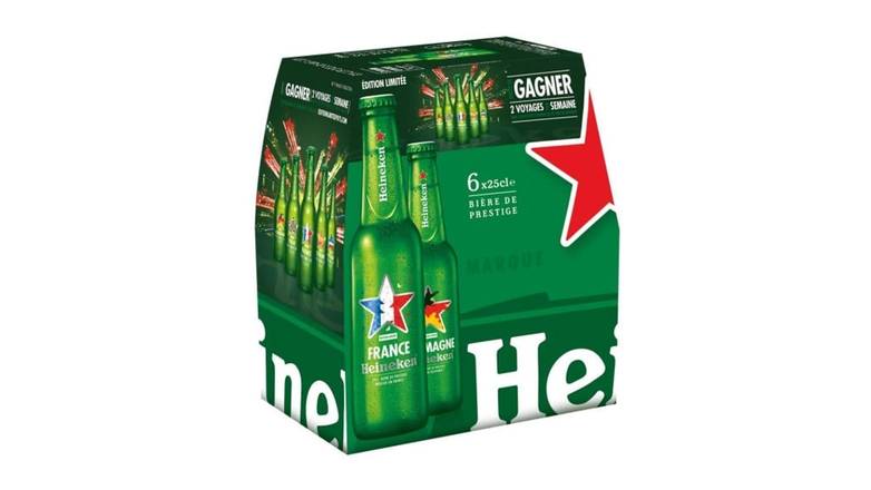 Heineken Bière blonde 5% vol. Les 6 bouteilles de 25cl