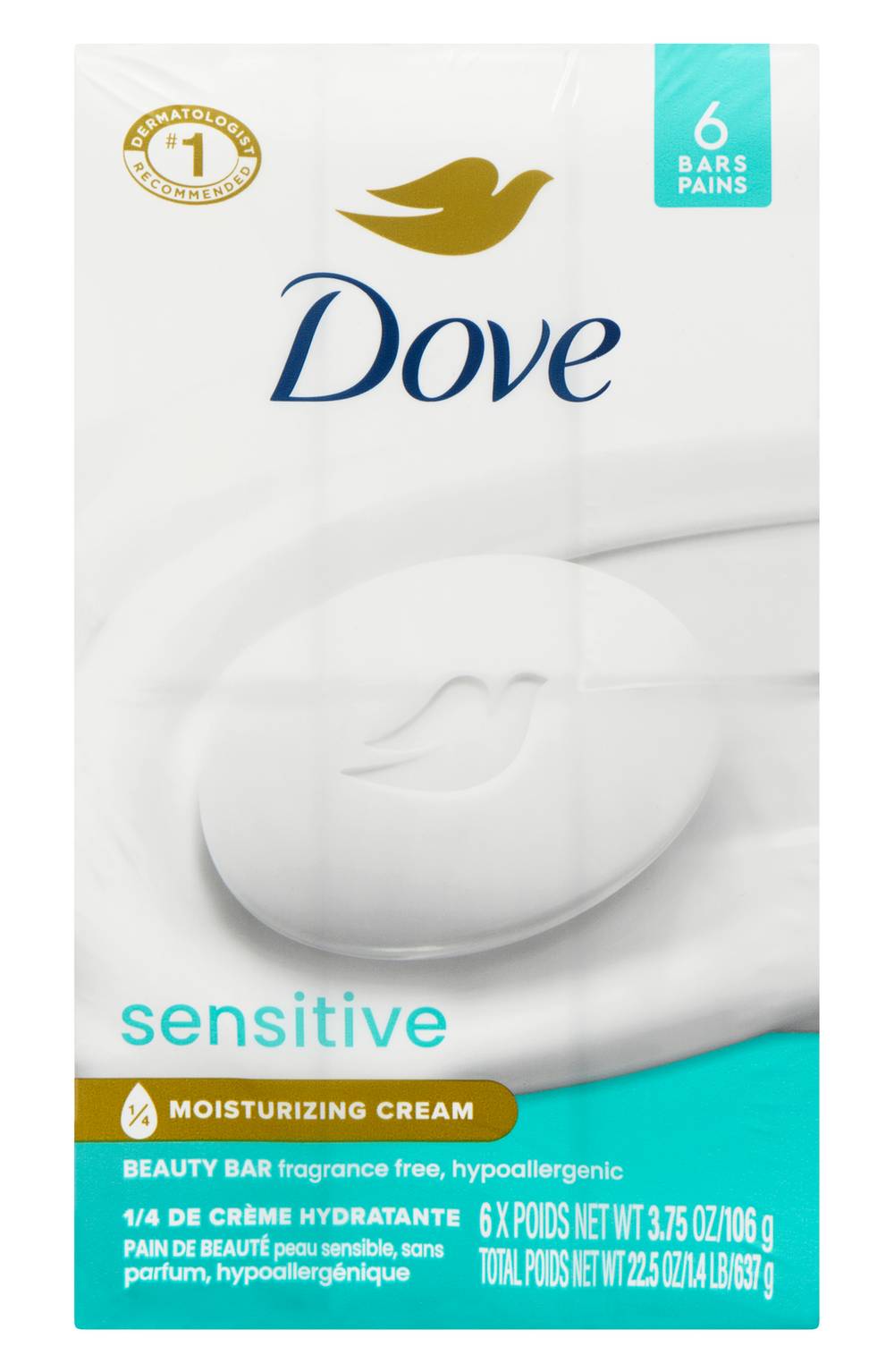 Dove pains de savon pour peau sensible - sensitive skin soap bars (6 unités)