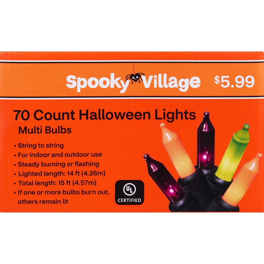 Spooky Village Halloween Light Set, Multi Colored, 70 ct