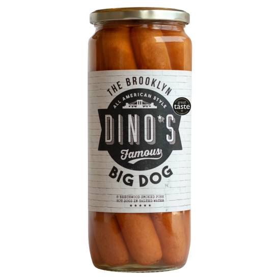 Dino's Famous the Brooklyn Big Dog Beechwood Smoked Pork Hot Dogs (8 ct)