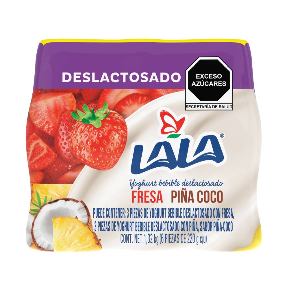 Lala yoghurt bebible fresa piña coco (pack 6 x 220 g )